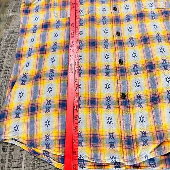 The Foundry Supply Co. Yellow and Blue Checkered Shirt - Picture 7 of 11